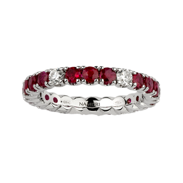 Fedina Giro Oro bianco 18K con rubini/spot diamanti bianchi