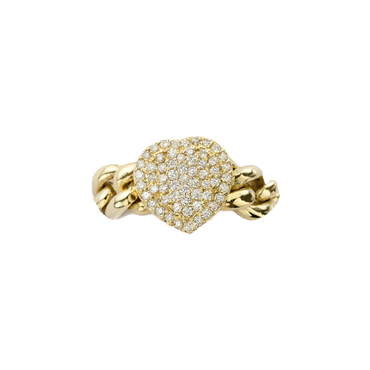 Anello Groumette Oro giallo 18K con Diamanti a cuore