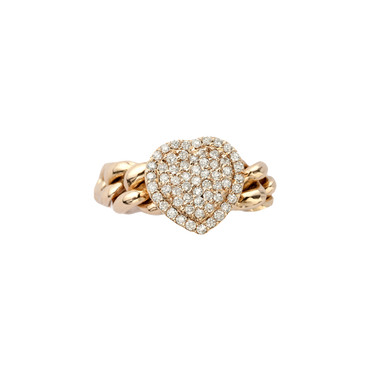 Anello Groumette Oro Rosa 18K con Diamanti a cuore