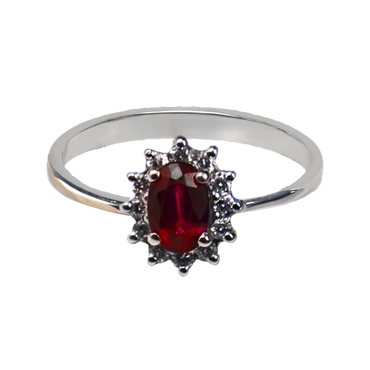 Anello oro bianco 18K con diamanti con rubino TRT