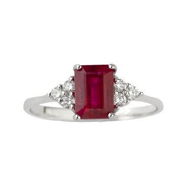 Anello Oro bianco 18K con Diamanti e Rubino