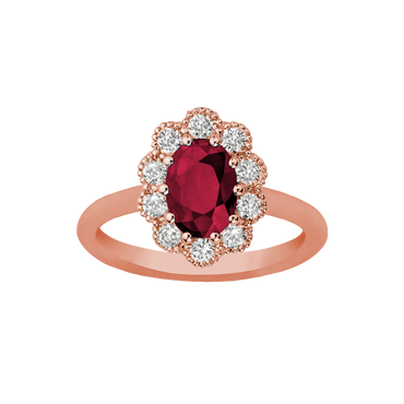 Anello Oro rosa 18K con Diamanti e Rubino