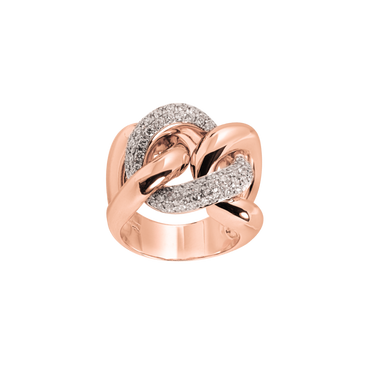 Anello oro rosa 18K con diamanti