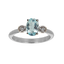 Anello oro bianco 18K con diamanti e acquamarina da 0.04 a 0.06 ct