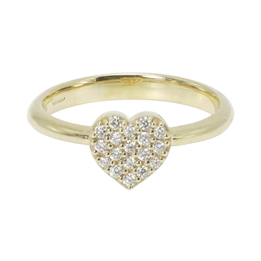 Anello oro giallo 18K con diamanti cuore pavè
