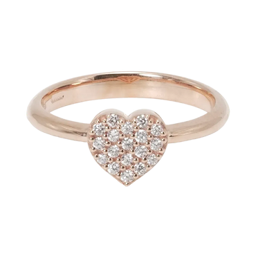 Anello oro rosa 18K con diamanti cuore pavè