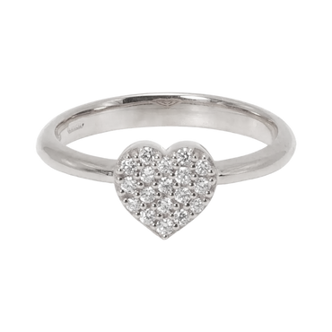 Anello oro bianco 18K con diamanti cuore pavè