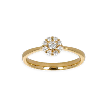 Anello Oro Giallo 18K con Centrale di Diamanti