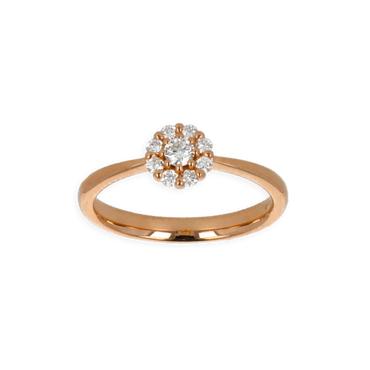 Anello Oro Rosa 18K con Centrale di Diamanti