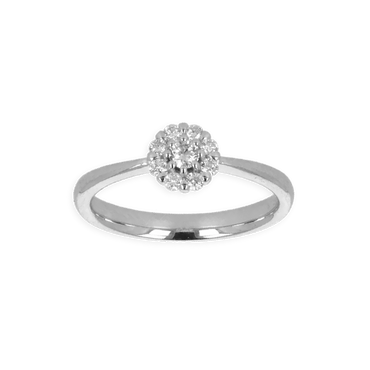 Anello Oro Bianco 18K con Centrale di Diamanti