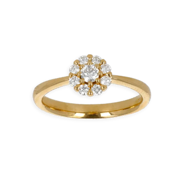 Anello Oro Giallo 18K con Centrale di Diamanti