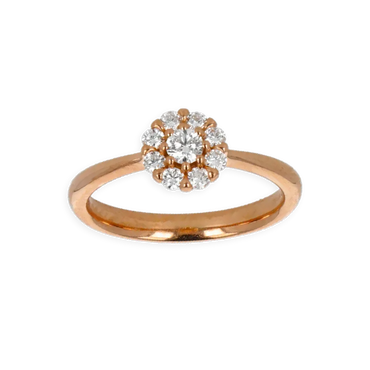 Anello Oro Rosa 18K con Centrale di Diamanti