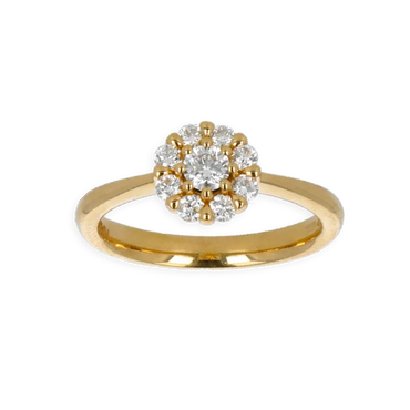 Anello Oro Giallo 18K con Centrale di Diamanti
