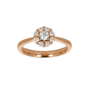 Anello Oro Rosa 18K con Centrale di Diamanti