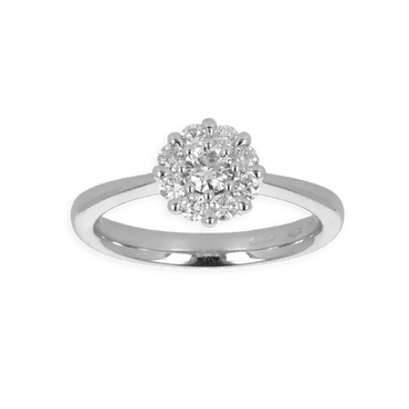 Anello Oro Bianco 18K con Centrale di Diamanti