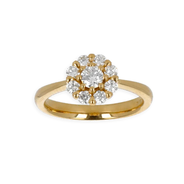 Anello Oro Giallo 18K con Centrale di Diamanti