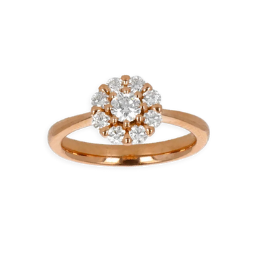 Anello Oro Rosa 18K con Centrale di Diamanti