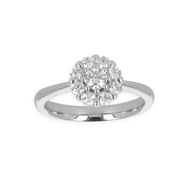 Anello Oro Bianco 18K con Centrale di Diamanti