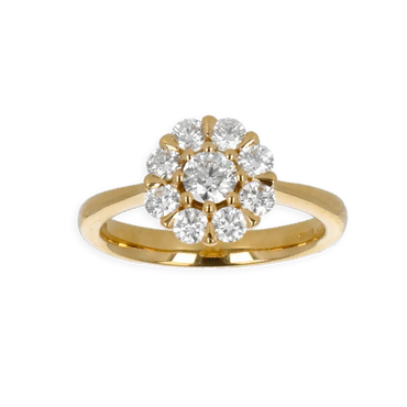Anello Oro Giallo 18K con Centrale di Diamanti