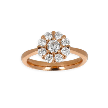 Anello Oro Rosa 18K con Centrale di Diamanti