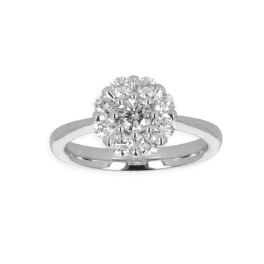 Anello Oro Bianco 18K con Centrale di Diamanti