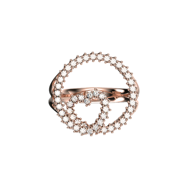 Anello oro rosa 18K a cerchio cuore intrecciato