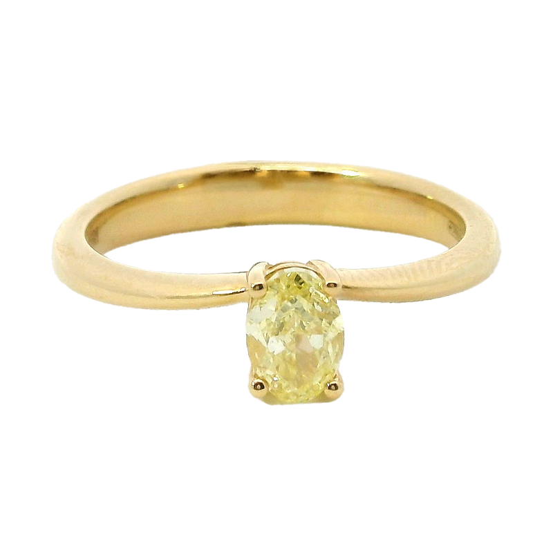 Anello solitario oro giallo 18K con diamanti fancy shape