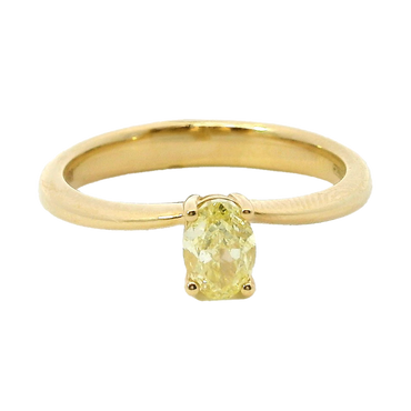 Anello solitario oro giallo 18K con diamanti fancy shape