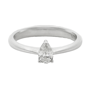 Anello solitario oro bianco 18K con diamanti pear da 0.30 a 0.55 ct