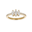 Anello trilogy oro giallo 18K con diamanti taglio navette con pavè diamanti round da 0.84 a 0.97 ct