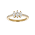 Anello trilogy oro giallo 18K con diamanti taglio navette con pavè diamanti round da 0.84 a 0.97 ct