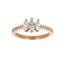 Anello trilogy oro rosa 18K con diamanti taglio navette con pavè diamanti round da 0.84 a 0.97 ct