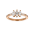Anello trilogy oro rosa 18K con diamanti taglio navette con pavè diamanti round da 0.84 a 0.97 ct