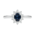 Anello zaffiro con diamanti e oro bianco 18K
