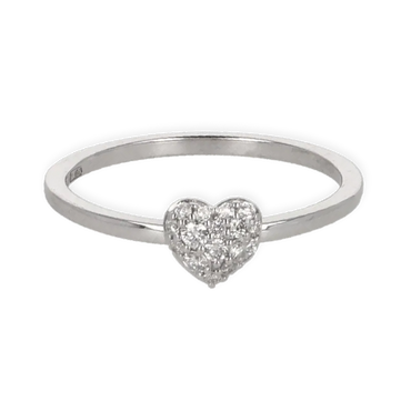 Anello oro bianco 18K con diamanti pavè cuore