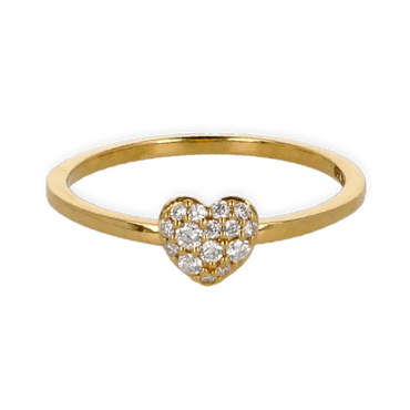 Anello oro giallo 18K con diamanti pavè cuore