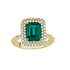 Anello Oro Giallo 18K con Diamanti e Smeraldo Ottagonale