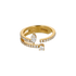 Anello in oro giallo 18K fantasia e 2 Diamanti Navette e Round