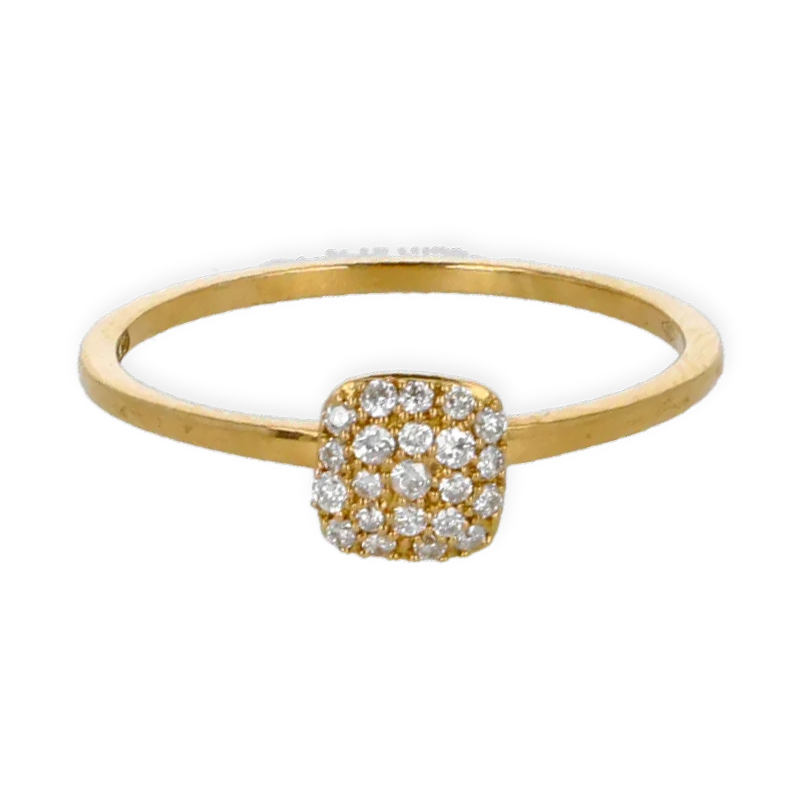 Anello oro giallo 18K con diamanti pavè quadro