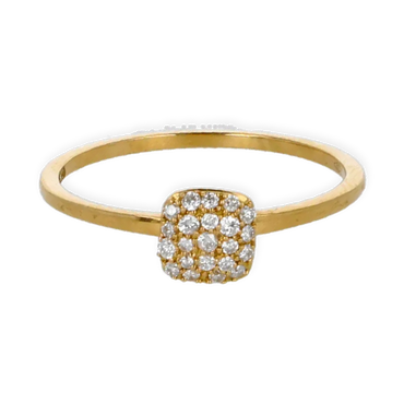 Anello oro giallo 18K con diamanti pavè quadro