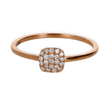 Anello oro rosa 18K con diamanti pavè quadro
