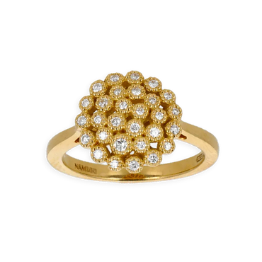 Anello oro giallo 18K con diamanti tondi pavè