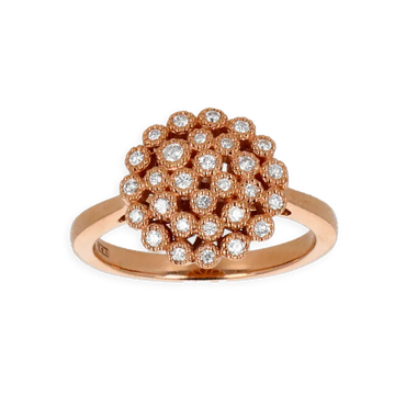 Anello oro rosa 18K con diamanti tondi pavè