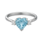 Anello acquamarina cuore con diamanti e oro bianco 18K