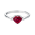 Anello rubino cuore con diamanti e oro bianco 18K