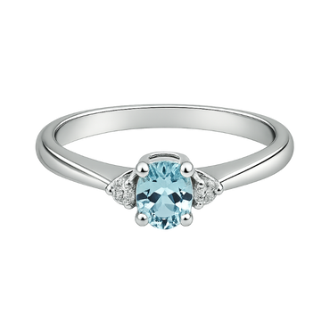 Anello acquamarina oval con diamanti e oro bianco 18K