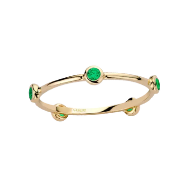 Anello oro giallo 18K con smeraldi naturali