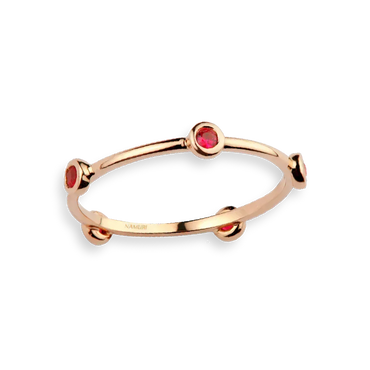 Anello Oro Rosa 18K con Rubini Naturali