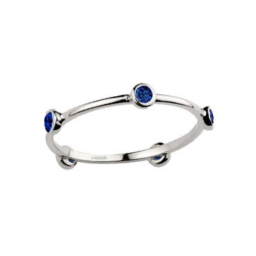 Anello Oro Bianco 18K con Zaffiri Naturali