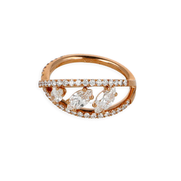 Anello Fantasia doppio infinito in Oro Rosa 18K e 2 file con diamanti con goccia degradè